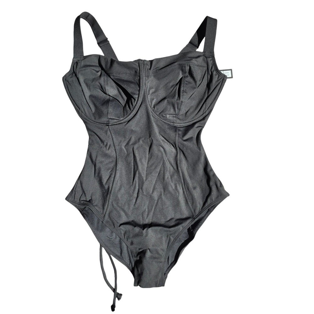 TA3 NWT Lifty Black Underwire One Piece Swimsuit L Regular Long J/K Cup TA3011
